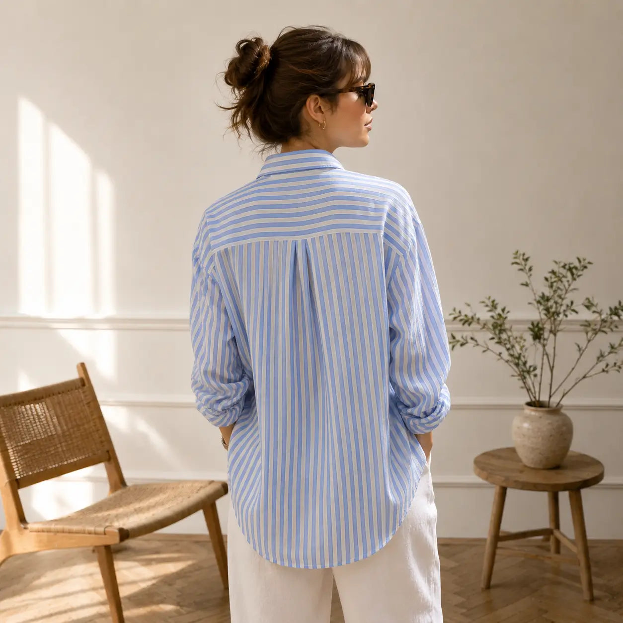 Oversized Linen-Blend Striped Shirt – Women's Summer Essential
