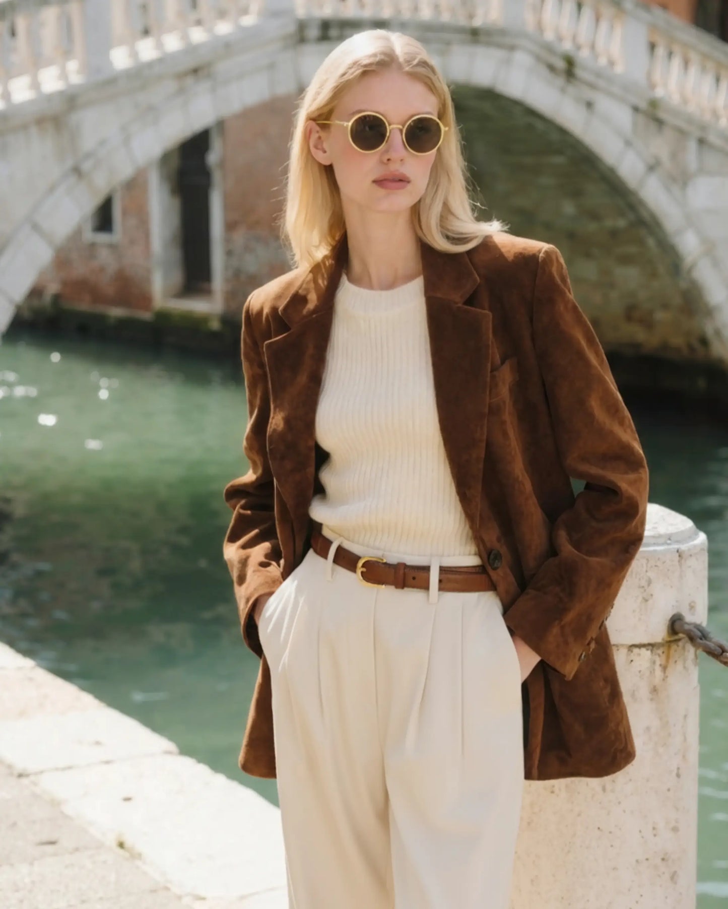Pleated Wide-Leg Trousers – Women's High-Waist Lightweight Trousers