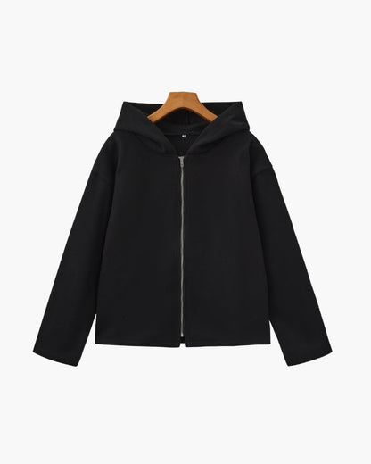 Hooded Wool-Blend Zip Coat – Women's Premium Winter Jacket
