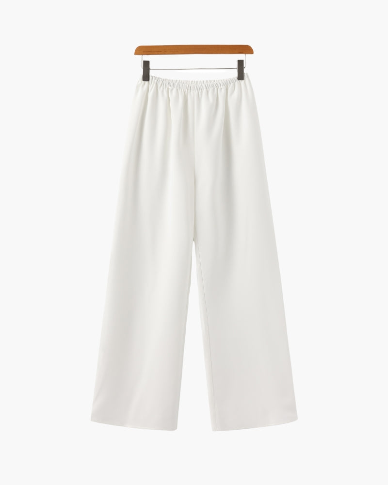 Fluid Wide-Leg Trousers – Women's High-Rise Everyday Essential