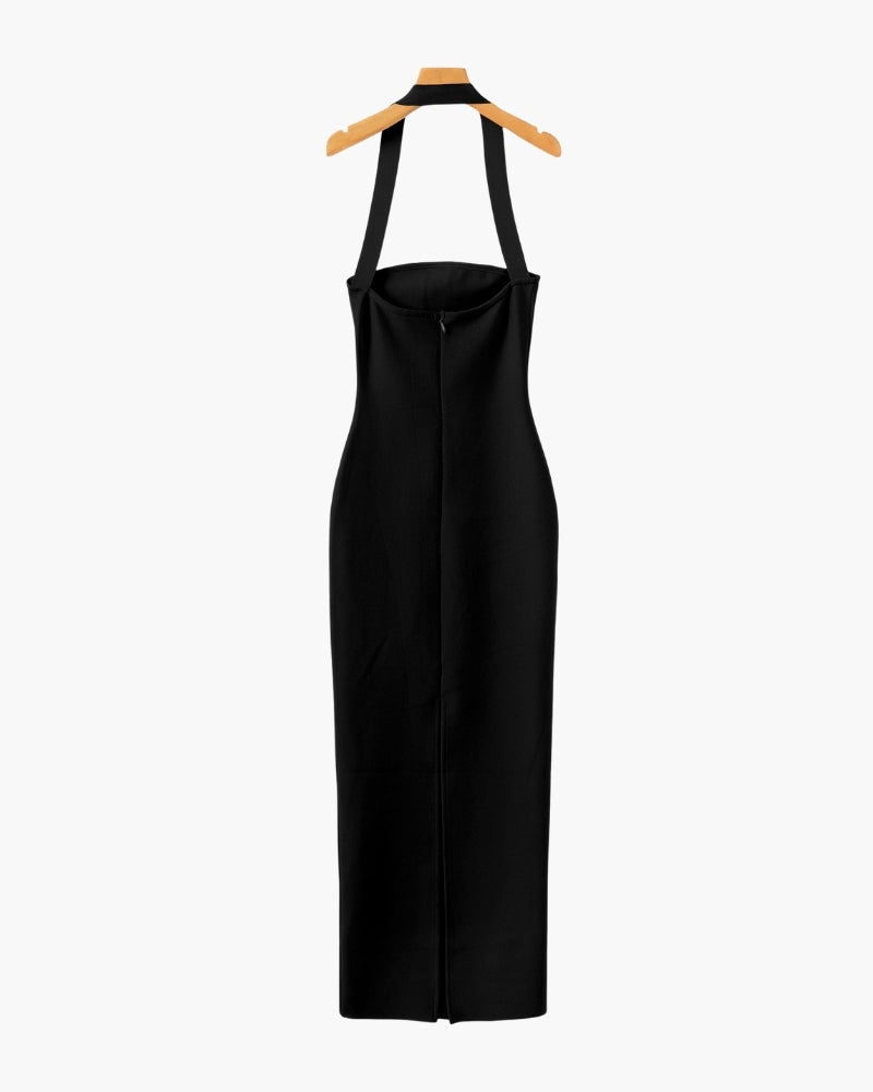 Women's Halter Neck Maxi Bodycon Dress | Elegant Evening Dress