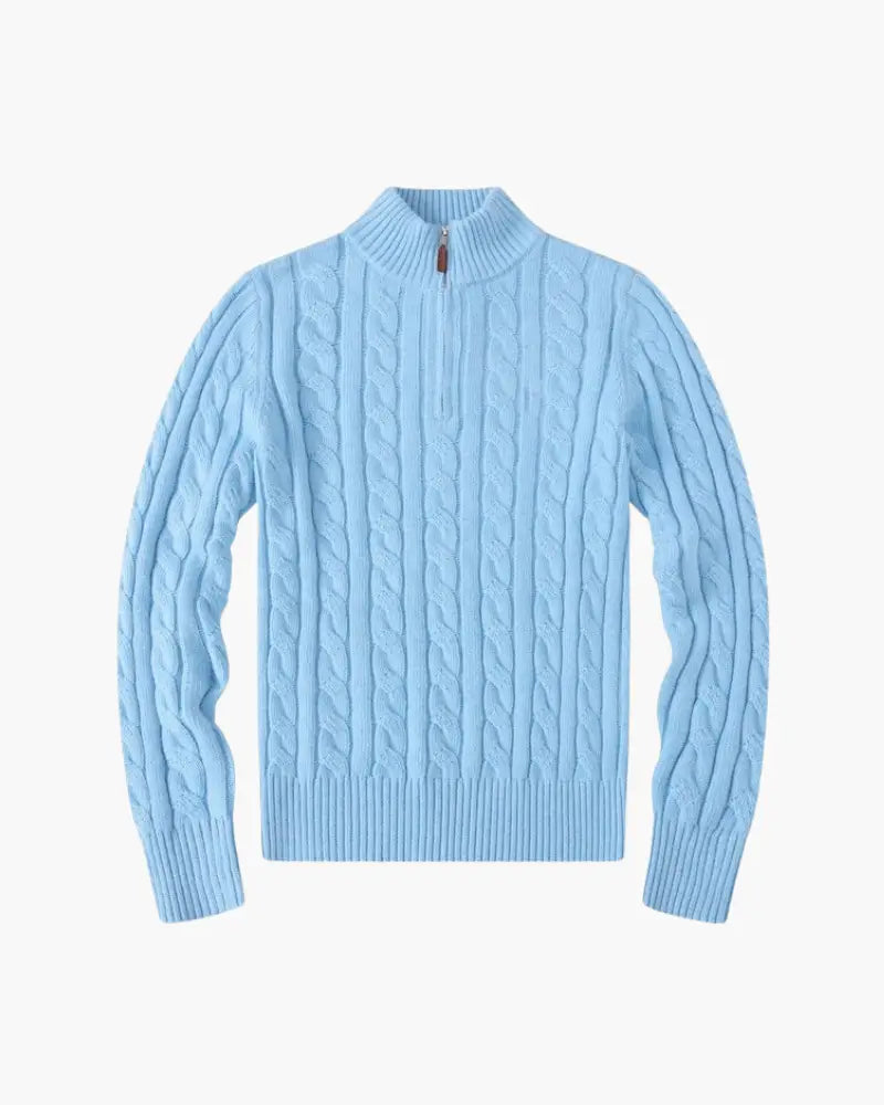 Cable Knit Half-Zip Sweater – Women's Premium Cotton Knitwear