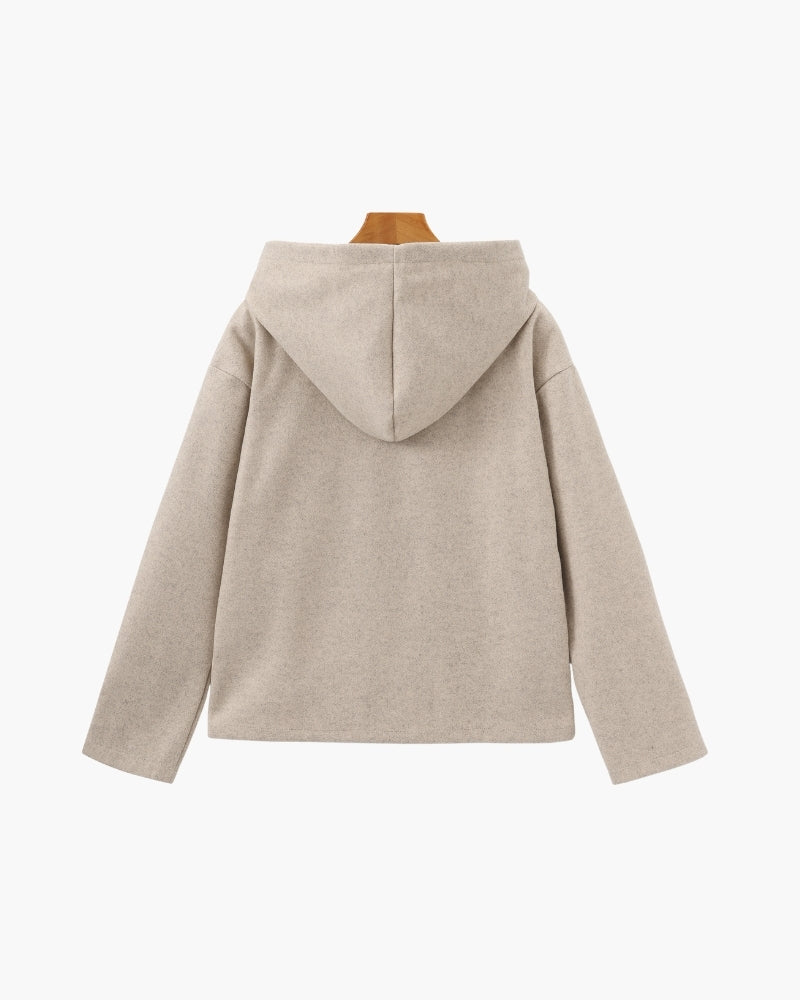 Hooded Wool-Blend Zip Coat – Women's Premium Winter Jacket