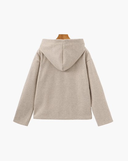 Hooded Wool-Blend Zip Coat – Women's Premium Winter Jacket