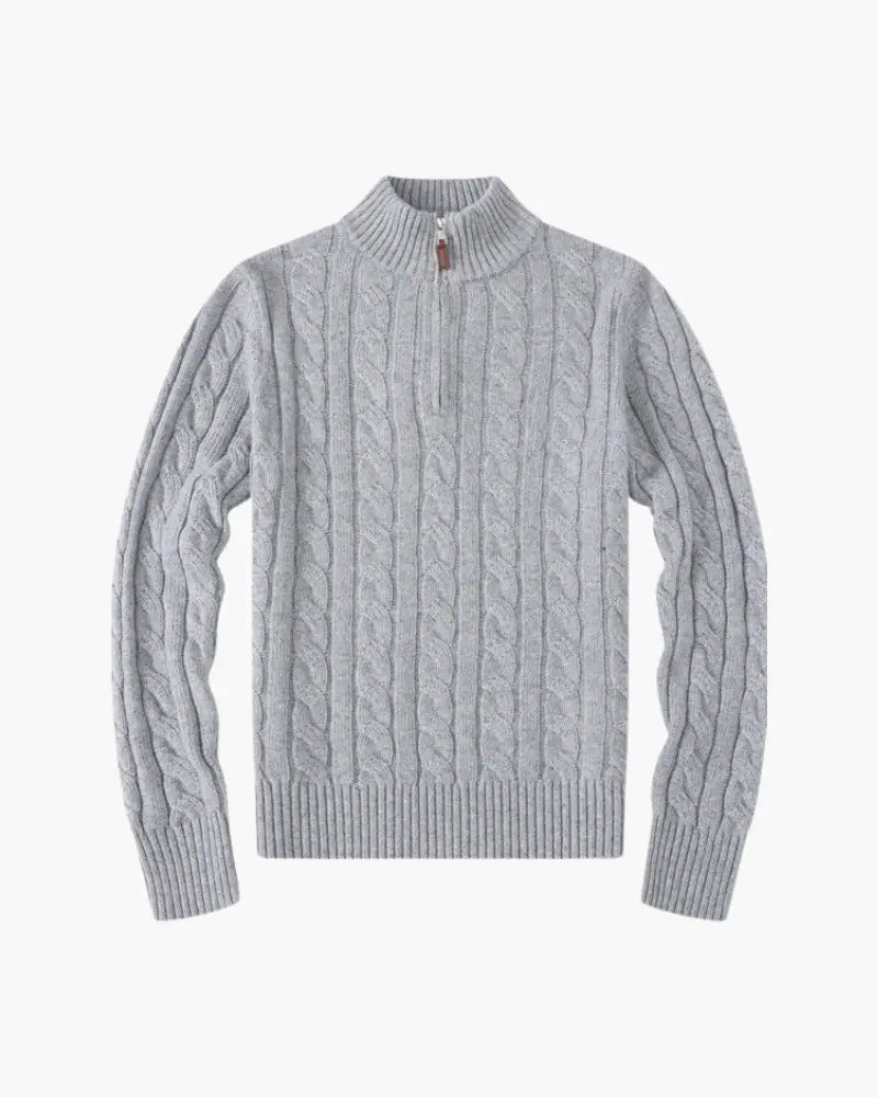 Cable Knit Half-Zip Sweater – Women's Premium Cotton Knitwear