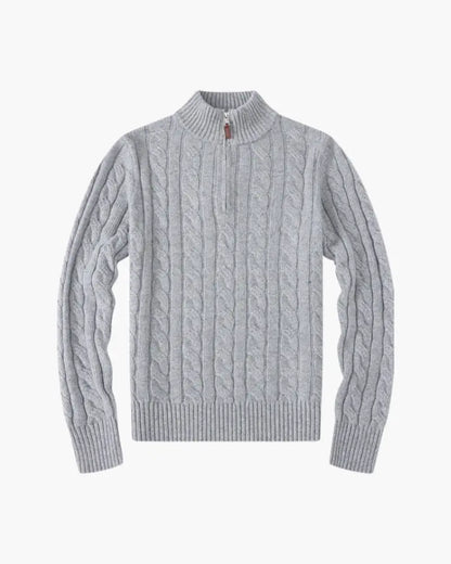 Cable Knit Half-Zip Sweater – Women's Premium Cotton Knitwear