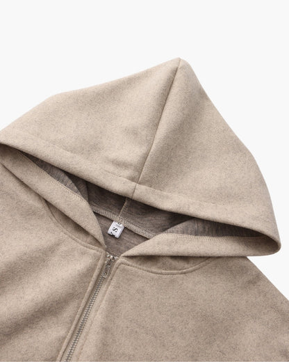 Hooded Wool-Blend Zip Coat – Women's Premium Winter Jacket