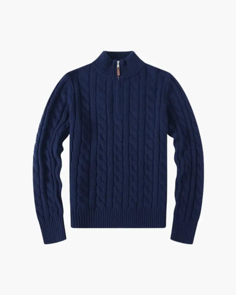 Cable Knit Half-Zip Sweater – Women's Premium Cotton Knitwear