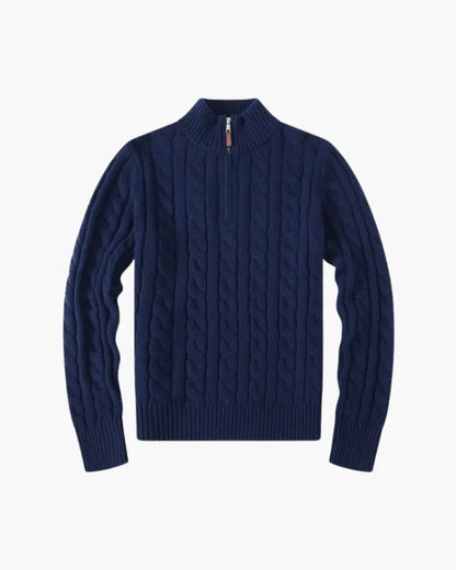 Cable Knit Half-Zip Sweater – Women's Premium Cotton Knitwear
