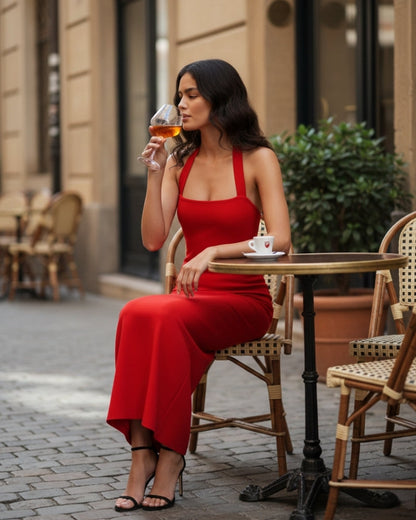 Women's Halter Neck Maxi Bodycon Dress | Elegant Evening Dress