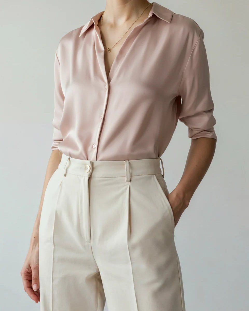 Women's Classic Chic Oversized Shirt | Sandy Brown & Emerald Green