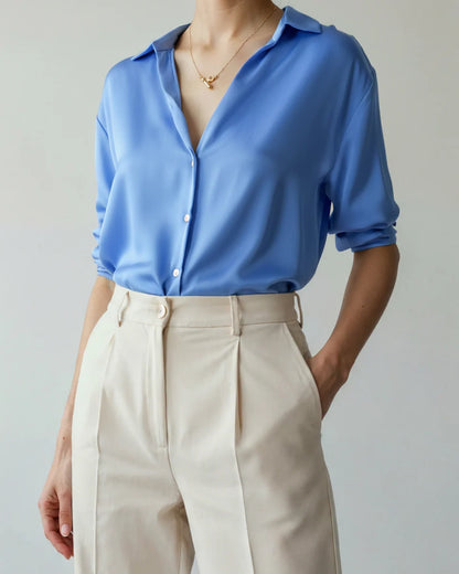 Women's Classic Chic Oversized Shirt | Sandy Brown & Emerald Green