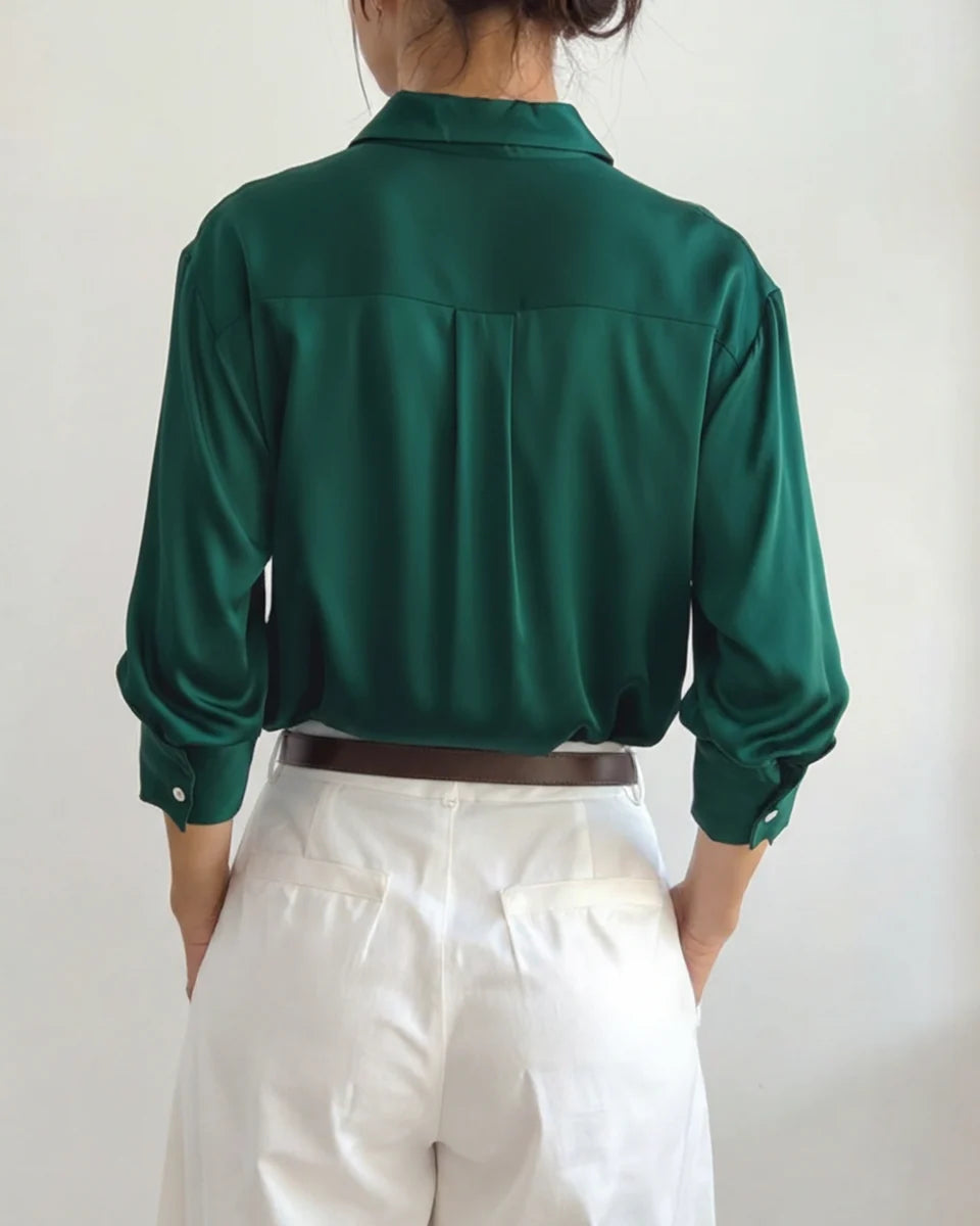 Women's Classic Chic Oversized Shirt | Sandy Brown & Emerald Green