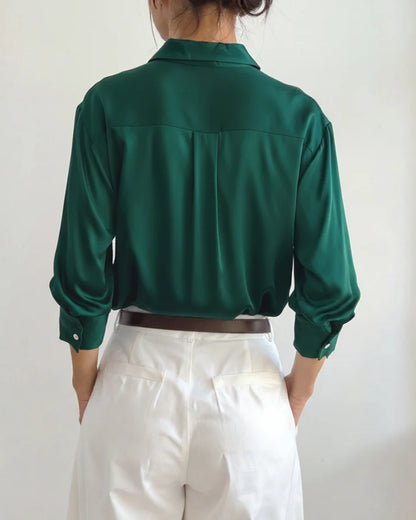 Women's Classic Chic Oversized Shirt | Sandy Brown & Emerald Green