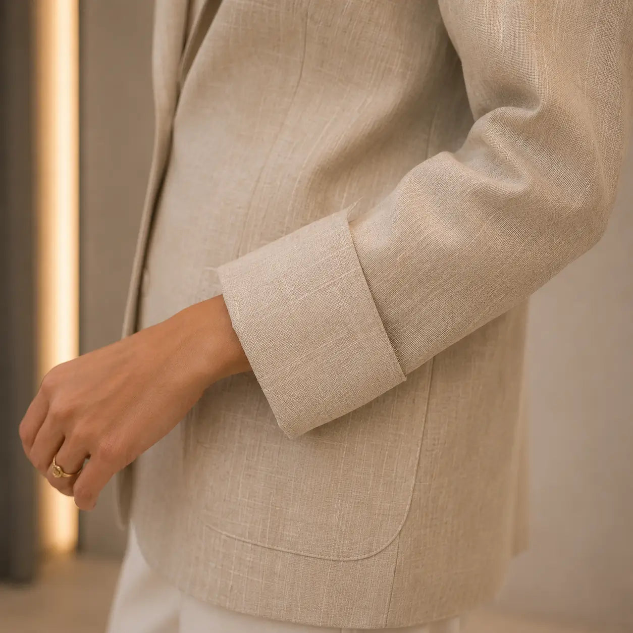 Linen Blazer – Women's Tailored 3/4 Sleeve Summer Jacket