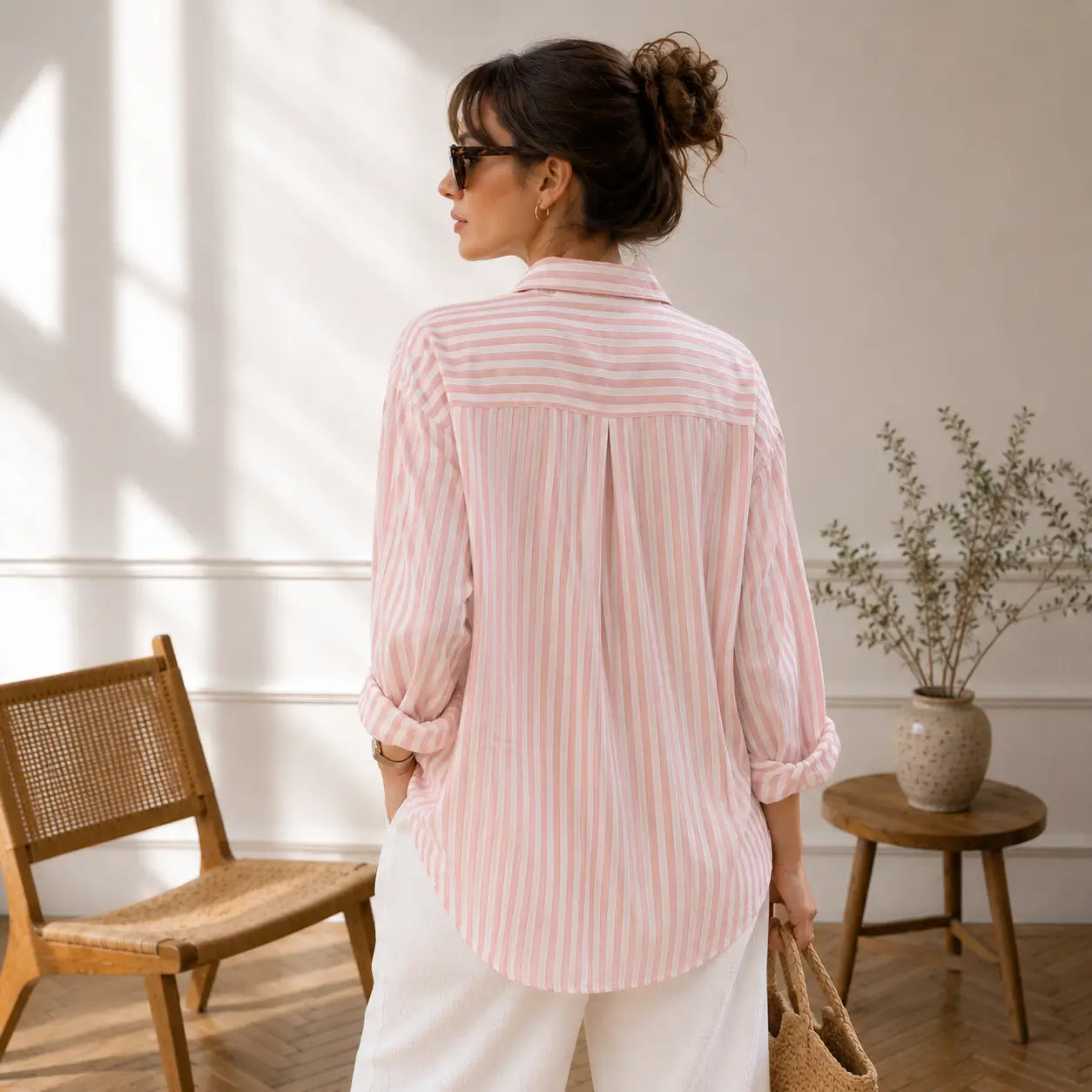 Oversized Linen-Blend Striped Shirt – Women's Summer Essential