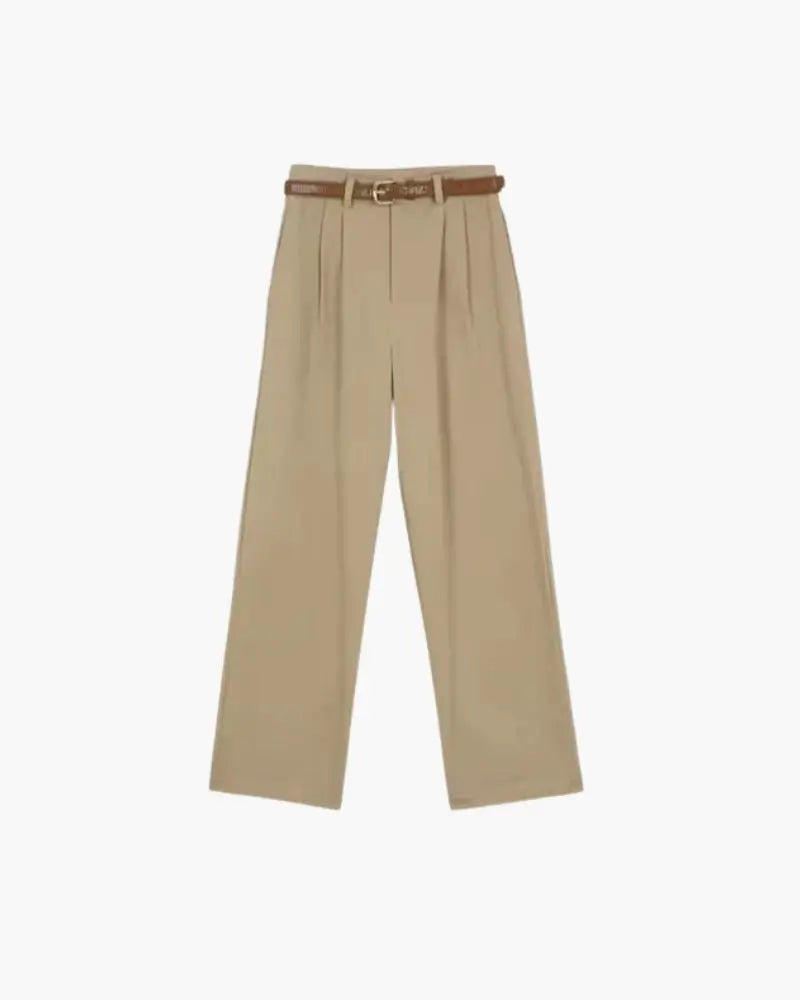 Pleated Wide-Leg Trousers – Women's High-Waist Lightweight Trousers