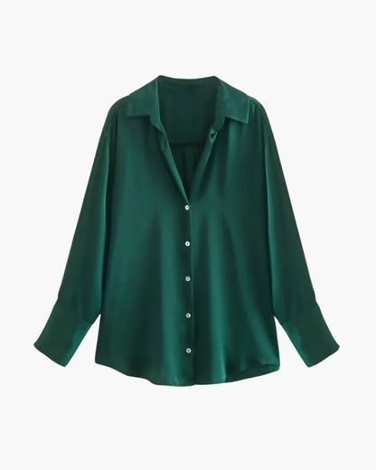 Women's Classic Chic Oversized Shirt | Sandy Brown & Emerald Green