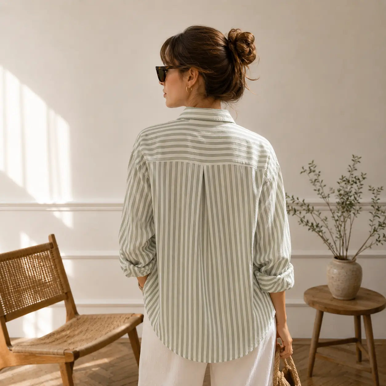 Oversized Linen-Blend Striped Shirt – Women's Summer Essential