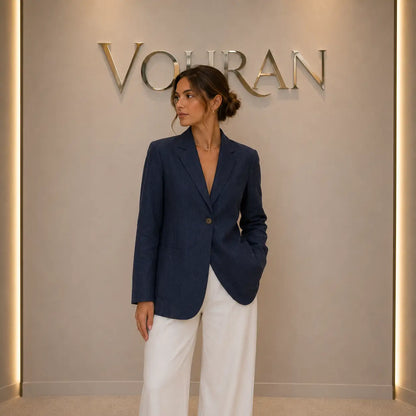 Linen Blazer – Women's Tailored 3/4 Sleeve Summer Jacket