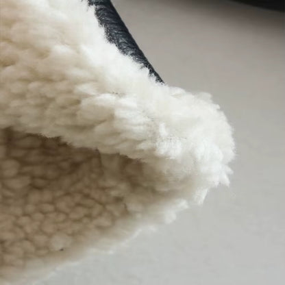 Double-Sided Shearling-Lined Cropped Leather-Effect Jacket