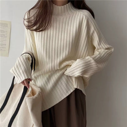 Loose-Fit Turtleneck Knit Sweater