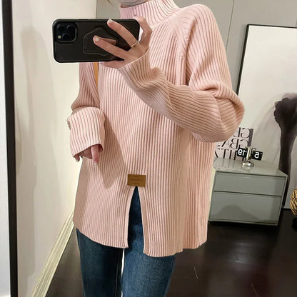 Soft Ribbed Knit Pullover Sweater