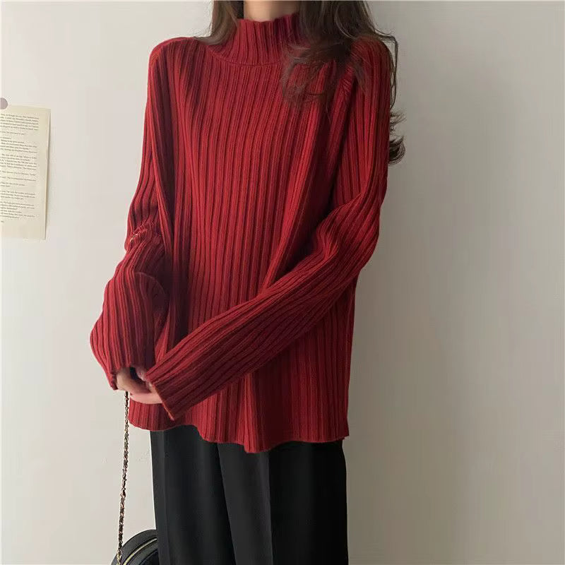 Loose-Fit Turtleneck Knit Sweater