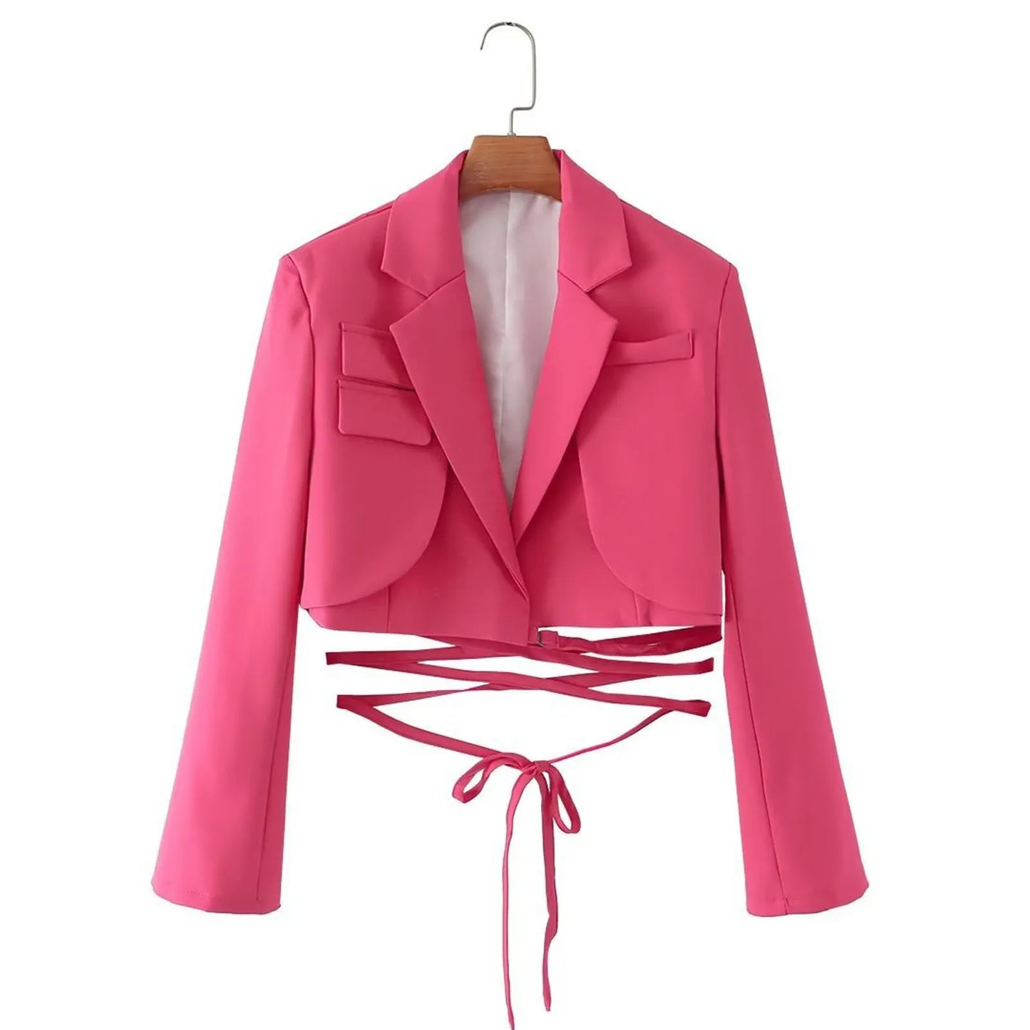 Structured Lace-Up Cropped Blazer