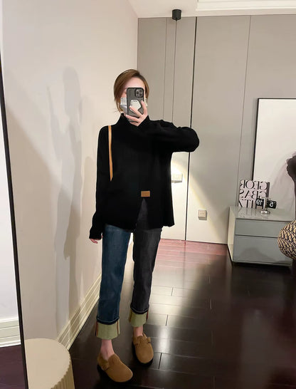 Soft Ribbed Knit Pullover Sweater