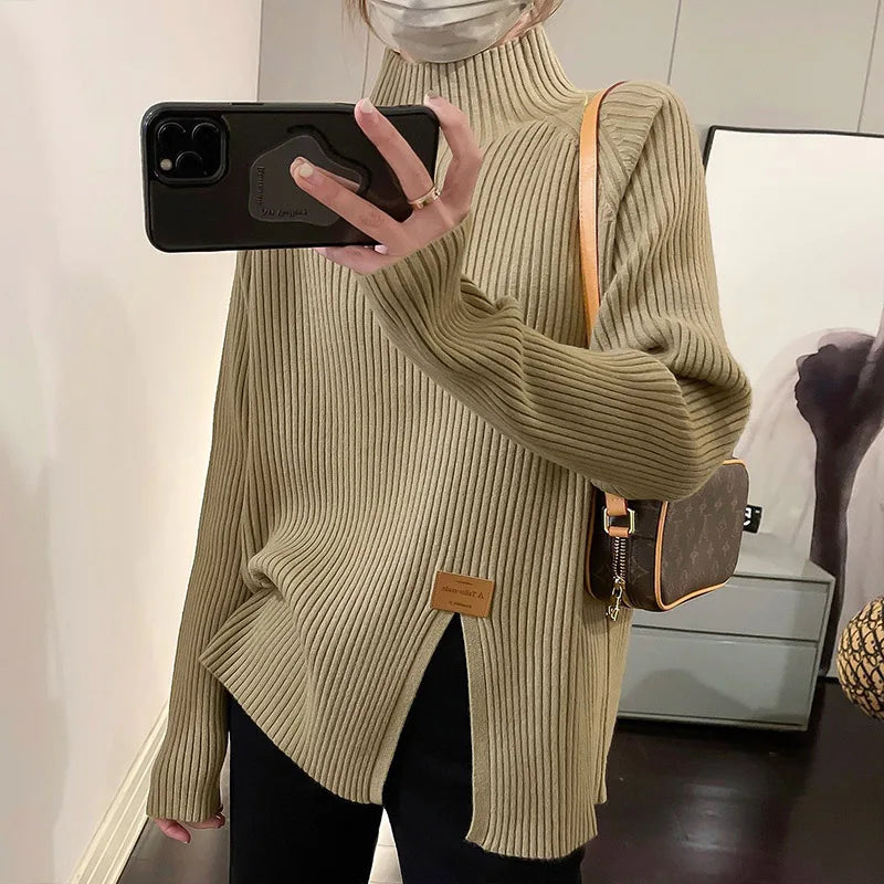 Soft Ribbed Knit Pullover Sweater