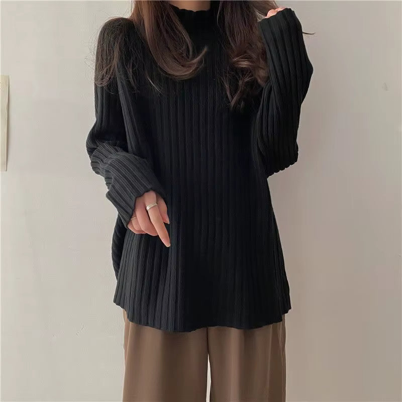 Loose-Fit Turtleneck Knit Sweater