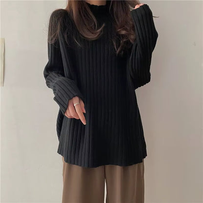 Loose-Fit Turtleneck Knit Sweater