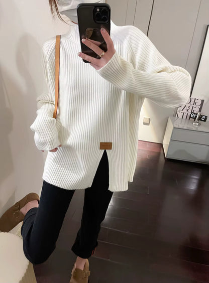 Soft Ribbed Knit Pullover Sweater