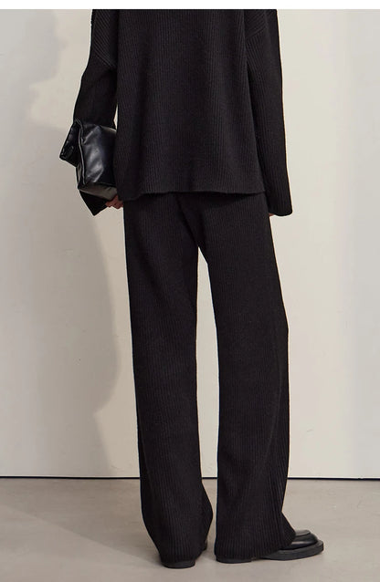 Ribbed Turtleneck Knitted Two-Piece Set