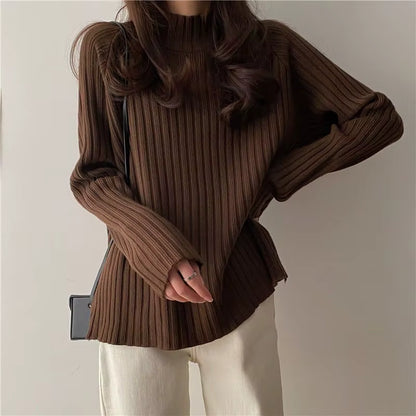 Loose-Fit Turtleneck Knit Sweater