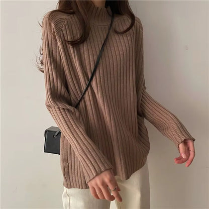 Loose-Fit Turtleneck Knit Sweater