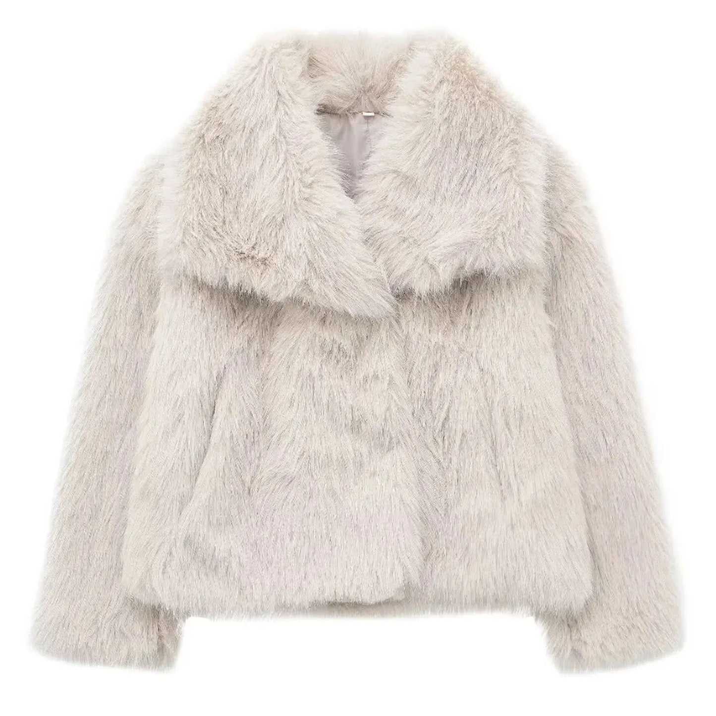 Elegant Faux Fur Loose-Fit Lapel Coat