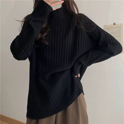 Loose-Fit Turtleneck Knit Sweater