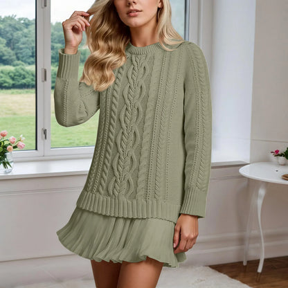 Round Neck Knitted Mini Dress