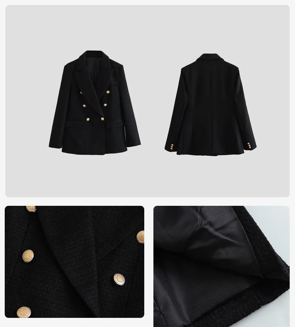 Contrast Trim Tweed Blazer