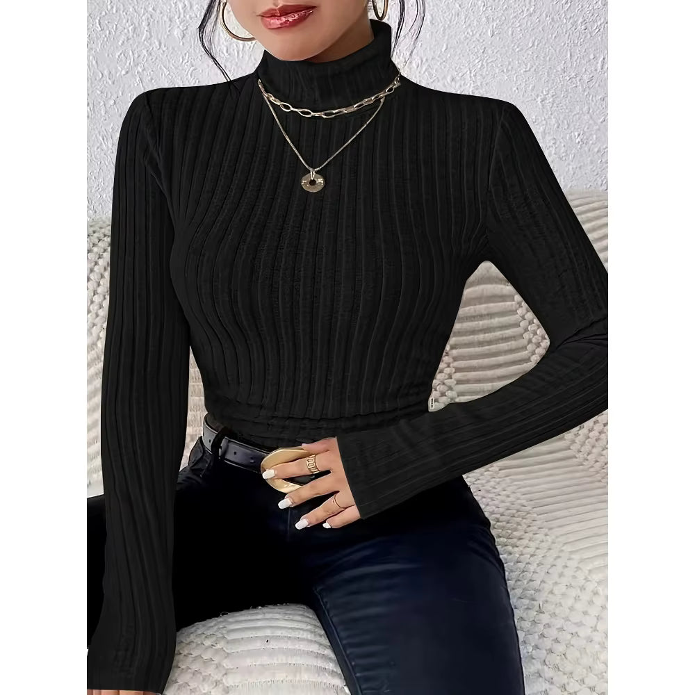 Ribbed Knit Turtleneck Sweater