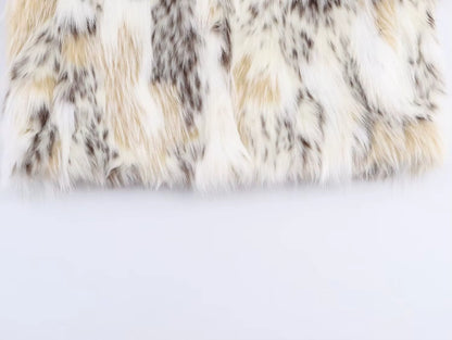 Autumn Winter Leopard Faux Fur Jacket Coat Women Short Plush Stand Collar Panelled Jacket Female Warm Stylish Outerwears Lady