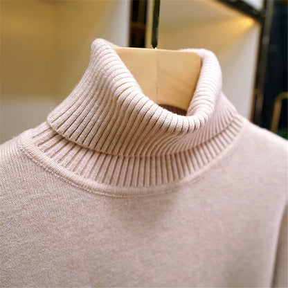 Velvet-Lined Turtleneck Knitted Sweater