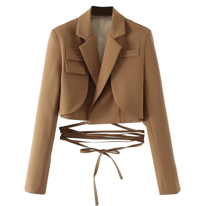 Structured Lace-Up Cropped Blazer