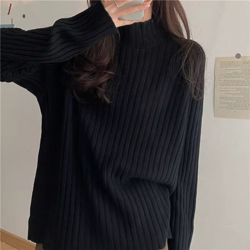 Loose-Fit Turtleneck Knit Sweater