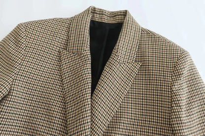 Vintage Double-Breasted Plaid Blazer