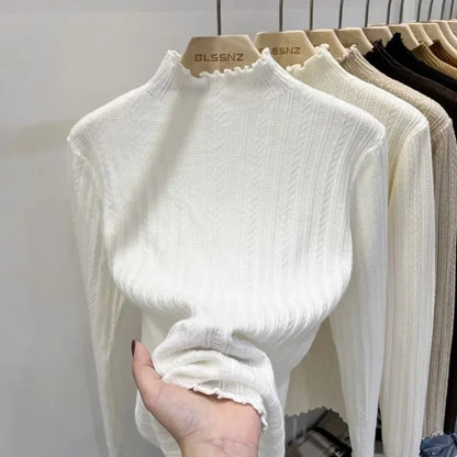 Soft Ribbed Mock-Neck Knit Top