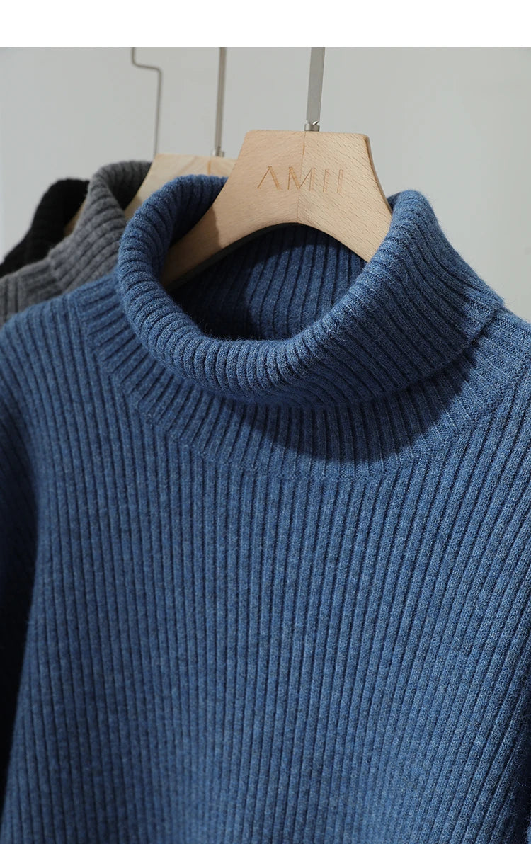 Ribbed Turtleneck Knitted Two-Piece Set