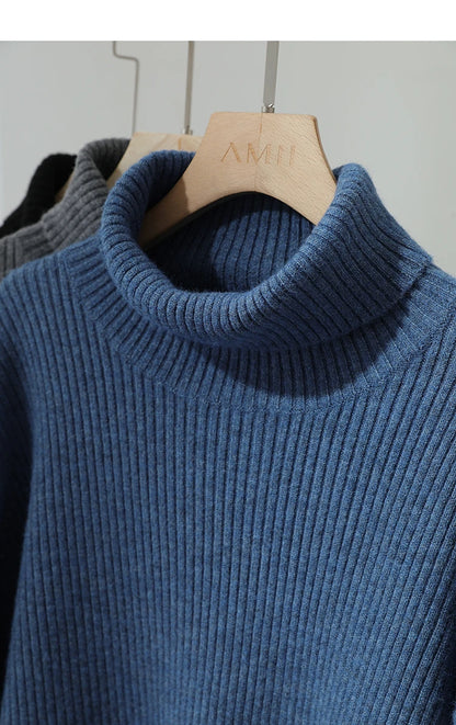 Ribbed Turtleneck Knitted Two-Piece Set